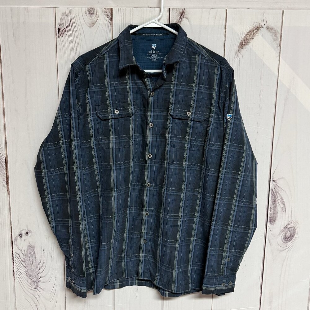 KÜHL Response Long Sleeve Shirt Men’s Large Pirate Blue Quick-Dry EUC